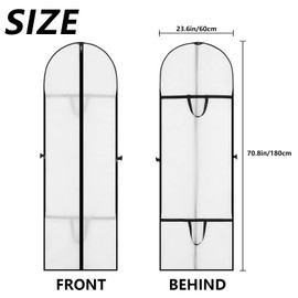 Long Dress Bags Covers Garment Storage bags with Zip Wedding Dust Cover Foldable Washable Clear Lightweight Garment Bags for Travel Weddings Suits and Dresses