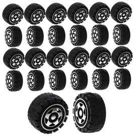 Kisangel 50Pcs DIY Car Wheels for Replacement Wheels for Craft Projects Safe and Miniature Car Parts for Boys and Creative Black