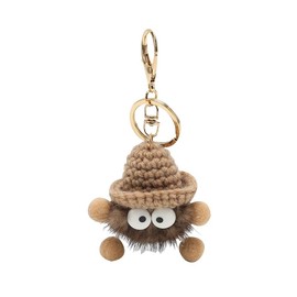 jiesinlov Kawaii Plush Small Briquettes Pendant Cute Car Keychain,Purse Backpack Charms Accessories Key Chain for Women or Girls Bags(Gold Buckle&Brown)