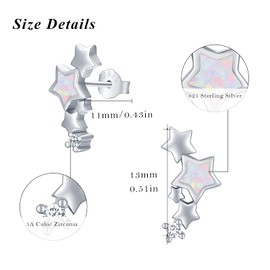 Opal Earrings for Women 925 Sterling Silver Starfish/Heart/Turtle/Butterfly/Rabbit/Mushroom/Earrings Stud Earrings Animal Earrings Beach Starfish Jewellery for Women Girls Children, Silver, Opal