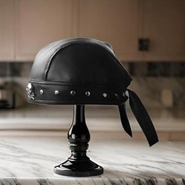 Leather Bandana Biker Doo Do Rag Headwrap Studded Skull Cap Capsmith Du Rag Black - Colour: Black-01