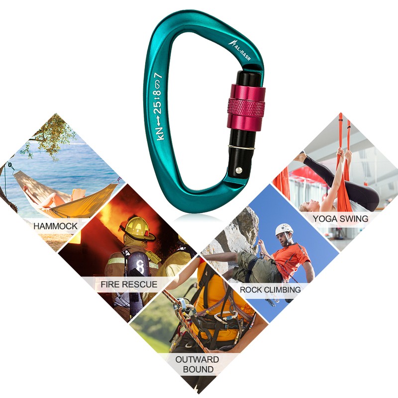 25KN Professional Climbing Carabiner Screw Locking Gate Carabiner Heavy Duty