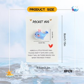 6 Pcs Pocket Hug, Pocket Hug Gift with Cards, Marine Animal Series Keepsake Ornament, Pocket Hugs for Children, Positive Good Luck Gifts for Birthday Christmas Mothers Day Valentines
