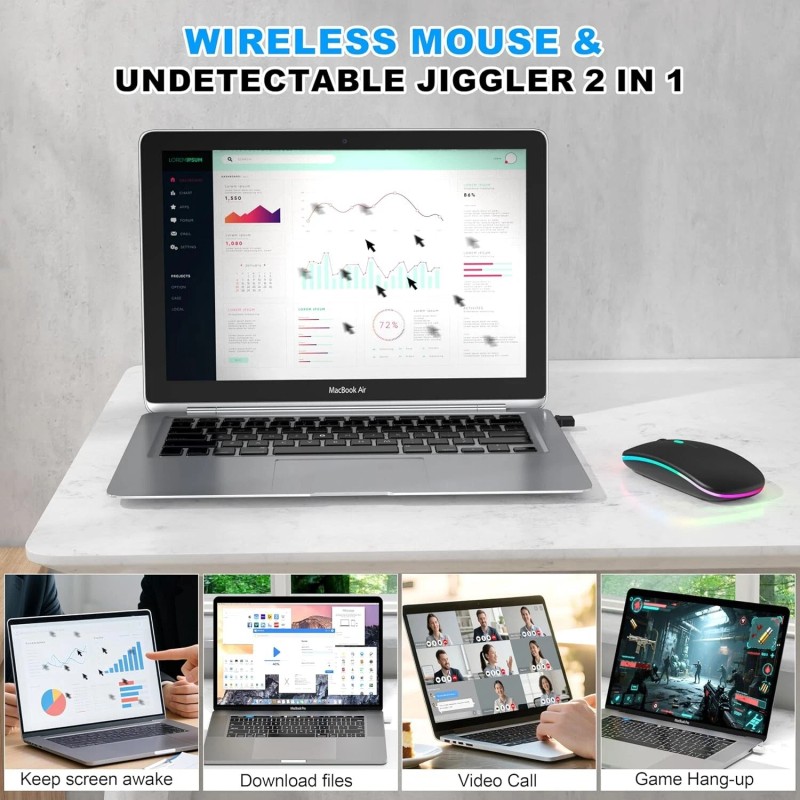 FYBC Bluetooth LED 2.4G Wireless Mouse Luminous Slim Design for