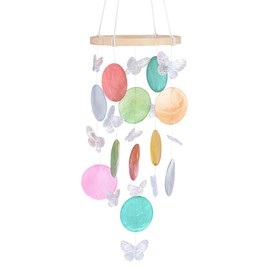 M METERXITY Shell Wind Chime for Outside, Butterfly Seashell Wind Chime Sea Glass Shell Wind Chime for Outside/Patio/Garden/Porch Decor, Handcrafted Wind Chime [Colorful]