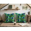 Doobicy 18X18 Inch Peacock Feather Throw Pillow Covers Set of