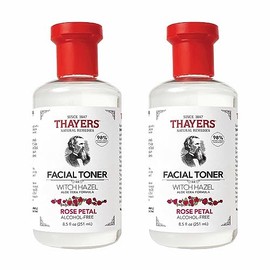 Thayers Alcohol-Free, Hydrating Rose Petal Witch Hazel Facial Toner with Aloe Vera Formula, Vegan, Dermatologist Tested and Recommended, 8.5 Oz (Pack of 2)