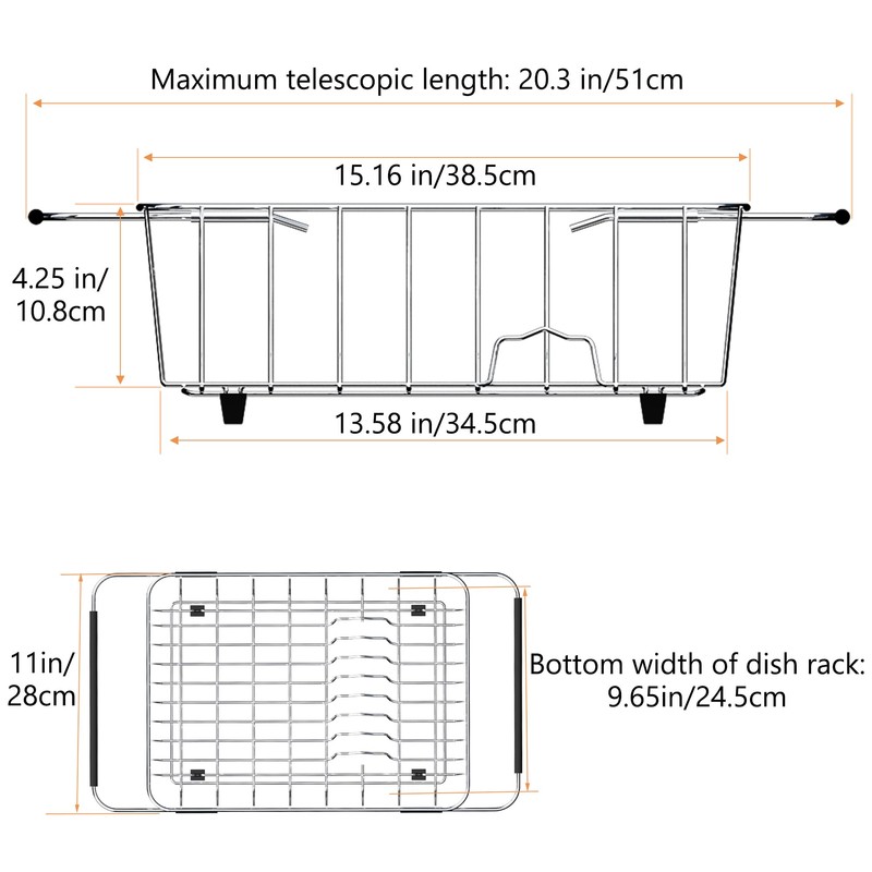 NiuYichee Stainless Steel Dish Drying Rack(15.2"L X 11"W X 5.3"H),