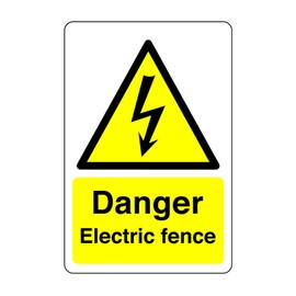 Safety First Display LTD Danger electric fence sign - 1.2mm Rigid plastic for indoor/outdoor usage (300mm x 200mm) Viewing Distance within 7m.