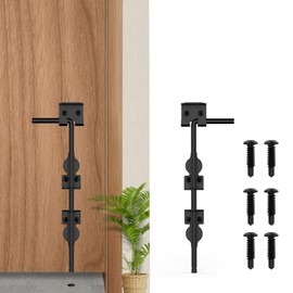 AHYYN 12" Cane Bolt Heavy-Duty Drop Rod for Gate, Heavy Duty Gate Latch for Wooden Fence Metal Gates, Vinyl Fence Gate Land Latch, Floor Latch for Fixing Door to The Ground, Black Coating, 1 Pack