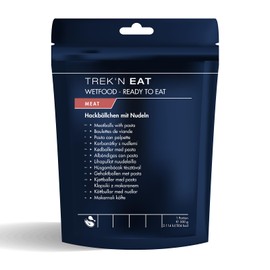 Trek'n Eat Hackbällchen mit Nudeln – Ready to Eat – Sofort verzehrfertig ohne Kochen – Ideal für Outdoor, Camping, Trekking & Notvorrat – Langlebig, nahrhaft & einfach genießen