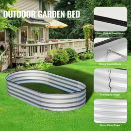 BACKYARD EXPRESSIONS PATIO ・ HOME ・ GARDEN Backyard Expressions Home Galvanized Raised Garden Bed Kit 6x3x1ft, Planter Box Raised Garden Beds Outdoor, Easy Assembly Metal Raised Bed for Gardening Vegetables, Fruits, Flowers - Silver