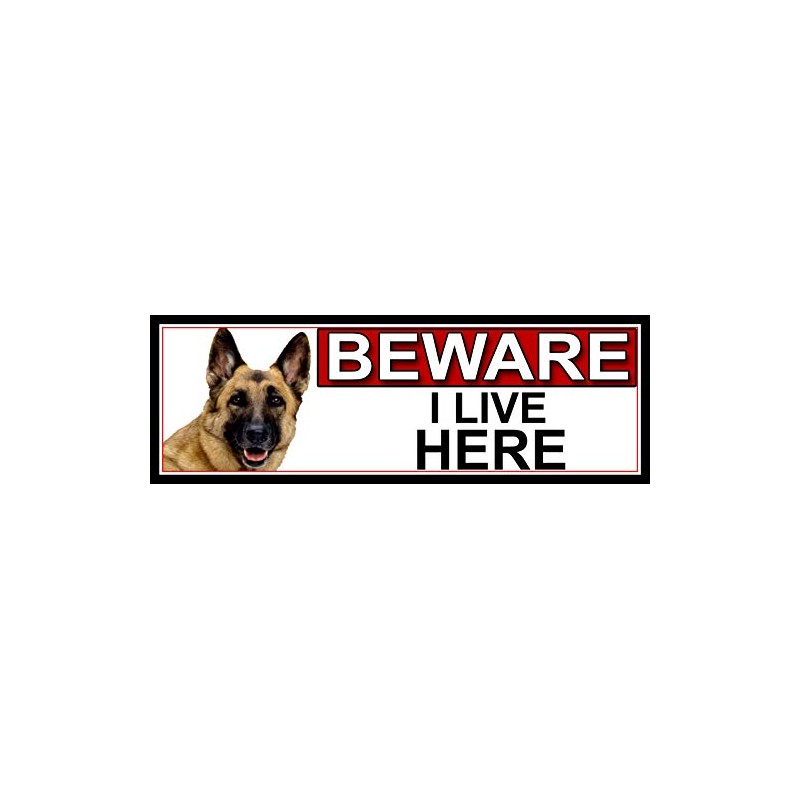 SHAWPRINT German Shepherd BEWARE I LIVE HERE METAL GATE SIGN