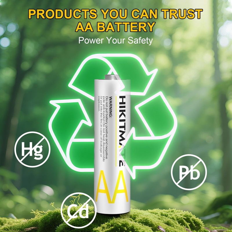HIKITMATE Rechargeable AA Batteries 2800mAh 2 Pack - 1.2V Low