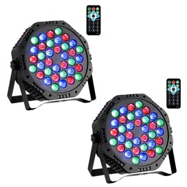 Yiixuyo - 2-Pack of 36LED PAR Cans | 9-Mode RGB Stage Lights with Remote Control & Sound Activation | Perfect for DJ Parties, Weddings, Discos, Dance Bars & Music Shows | Home/Stage Lighting