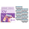 joy Womens Razor Blade Refills, 8 Count, Purple, Lubrastrip to