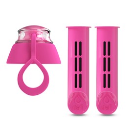DAFI Daffy Water Filter for Water Purification Bottles, 2 Activated Carbon Cartridges + 1 Cap (Pink)