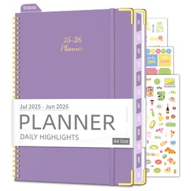 Academic Planner 2025-2026 (8.5" x 11") - Weekly & Monthly Planner (Jul. 2025 - Jun. 2026), Column View Calendar Organizers, Hardcover Agenda Book with Tabs for Office & School, Purple