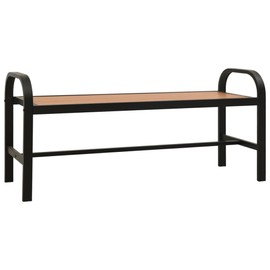 Patio Bench,Curb Benches, Garden Benches for Garden, Porch, Park, Front Door, Balcony, Outdoor, Lawn, Patio, Entrance Terrace Seating 49" Steel and Wpc Brown and Black