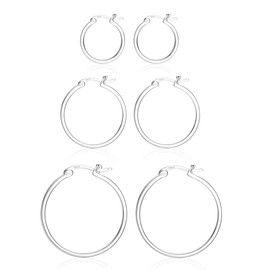 Hayoso 18K Gold Plated Hoop Earrings - 925 Sterling Silver Hoop Earrings Womens Hypoallergenic Hoops | Square Tube Hoop Earrings for Women 15mm/ 20mm /30mm /40mm