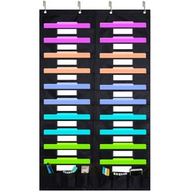 Eamay Hanging File Folder Organizer Wall Mounted - 20 Pockets and 6 Learning Tool Wall File Folders, Office Supplies File Document Organizer Holder Pocket Chart for Offices, Classroom or Home