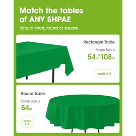 Pureegg Plastic Table Cloth Disposable 10 Pack, 54 x 108 Inch Table Cloths, St Patricks Day, Christmas Decorations, Tablecloths, Rectangle, Forest, Plastic Cover, Leakproof & Sturdy, Green