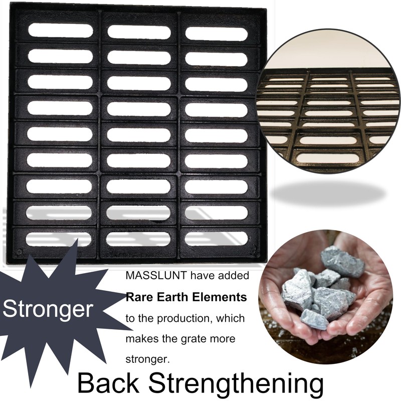 MASSLUNT Cast Iron Drain Grate, 20x20 Outdoor Drain Cover, C