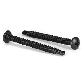 #8 x 2 Sheet Metal Screws 100Pcs 410 Stainless Steel Pan Head Tek Screws Fast Self Tapping Screws Black Oxide by SG TZH
