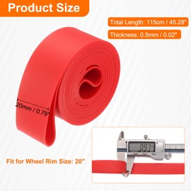 sourcing map 2pcs Bike Tire Liners for 20" Bike Tires Puncture Proof TPU Bicycle Inner Tube Flat Protector Tire Liner for Mountain and Road Bicycle, Red