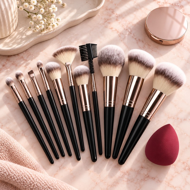 Professional Makeup Brush Set with Soft Fluffy Bristles for Foundation,