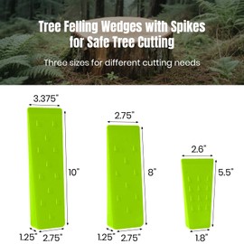 6 Pack Tree Felling Wedges with Spikes for Safe Tree Cutting – 2 Each of 10", 8” and 5.5” Wedges with Storage Bag; 6 Felling Dogs to Guide Trees Stabilize and Safely to Ground for Loggers and Fallers