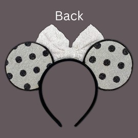 Needzo Sparkly Mouse Ears Headband with Polka Dots and Bow, One Size Fits Most