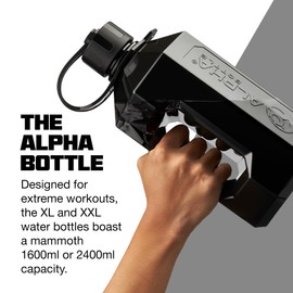 Alpha Designs | XXL Gym Water Bottle 2L | 2.4 Litre / 2400ml Large Jug | BPA Free & Leakproof Keg | Smoke