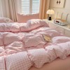 Covebett Pink Gingham Duvet Cover Single Pink White Gingham Plaid