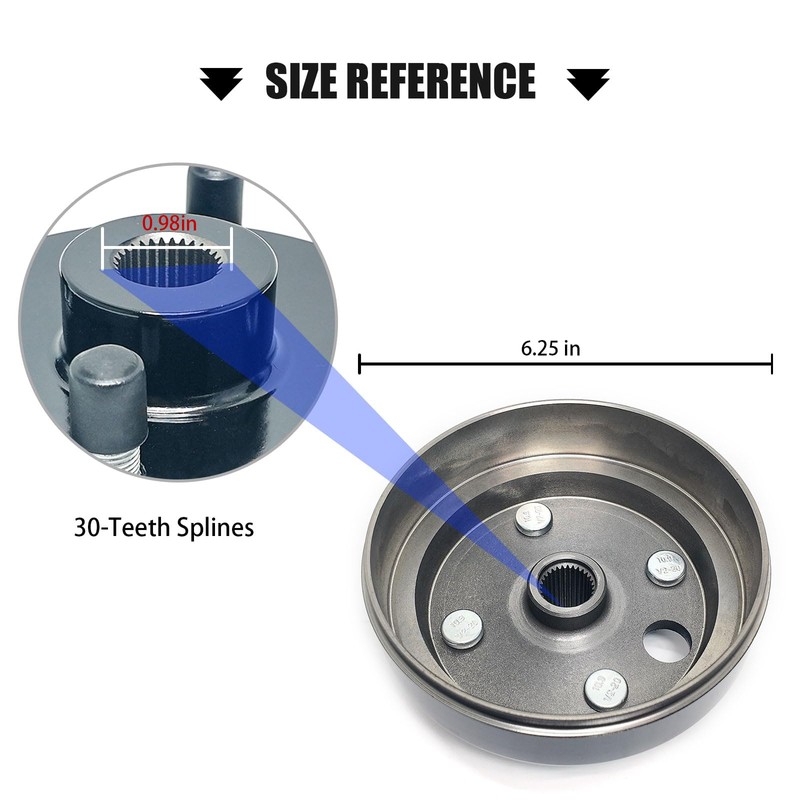 Golf Cart Brake Drum Assembly Kit with 30 Splines for