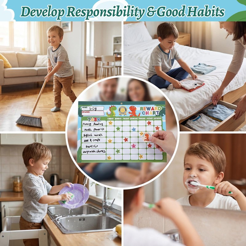 Thboxes Behavior Reward Chart for Kids at Home, 11.8"x8.3" Chore
