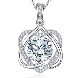 N9NEMUSES Moissanite Necklace for Women, 4 Carat Infinity Love Heart Necklace Gift for Wife, Wedding Anniversary Birthday Gifts for Women, Jewelry Gifts for Her Wife Girlfriend Mom