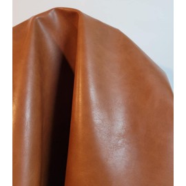 NAT Leathers,Golden Tan Brown Calf smooth Nappa Soft Faux Vegan Leather PU {Peta Approved Vegan},Synthetic Pleather 0.9 mm Nappa Vinyl Upholstery,36"x54" (Golden Tan)