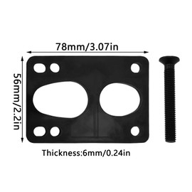 yyangz 4PCS Skateboard PU Spacer 6mm Shock Bite Wheel Riser Pad Skateboard Riser Pad Screw Set Longboard Impact Riser Pad for Cruiser Black