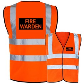 Fire Warden printed in black box- Orange Hi Vis/Viz Safety Vest, Waistcoat, Tabard EN ISO 20471 Class 2 supplied by Simply Hi Vis Clothing UK