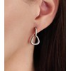 Schöner-SD 925 Silver Hoop Earrings Triangular with Pendant, Silver