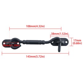 Alise 4 Inch Solid Stainless Steel Hook and Eyes Catch Door Latch Locks for Window Barns Cabin Sliding Double Doors Gates Garage Shed Doors,9.55mm-Dia,Matte Black