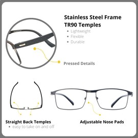 ProEyes Bootes,Progressive Multifocal Blue Light Blocking Lightweight Readers, Anti-Reflective Resin Lens, 0 Power on Top Lens (Brown, 1.50 x)