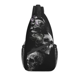 ASYG Skull Sling Bag Crossbody Chest Daypack Casual Backpack Goth Shoulder Bag For Travel Hiking Outdoor