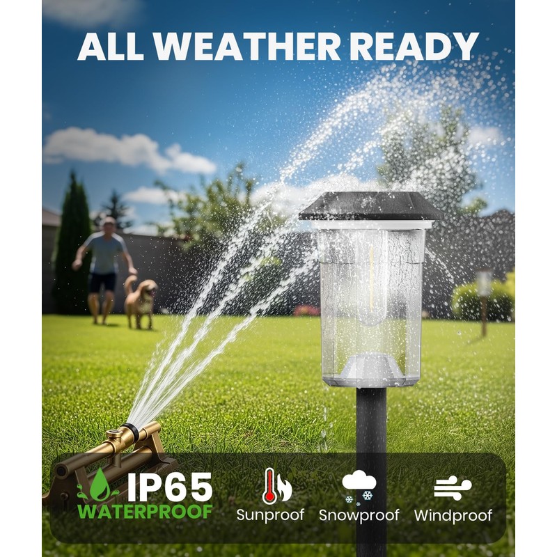 BITPOTT Solar Lights Outdoor Waterproof, 8 Pack Solar Pathway Lights