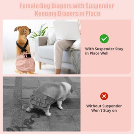 wegreeco Reusable Washable Dog Diapers Female with 1PC Suspender, Dogs Period Heat Diapers Female Heat Cycle, XL Medium Large Small Doggie Puppy Diapers for Incontinence (X-Large)