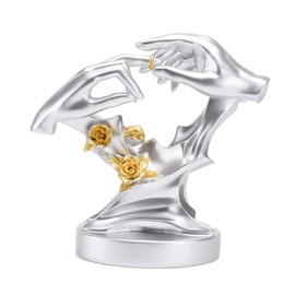 BRABUD Resin Lovers Hands Statue Wear Ring Figurine Wedding Anniversary Valentine's Day Birthday Gift Proposal Marriage Decoration Home Ornament TQGJBS323