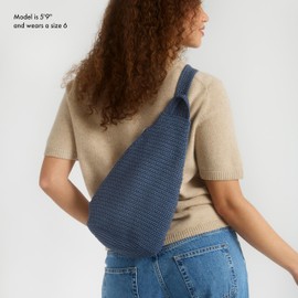 The Sak Geo Sling Backpack in Crochet, Single Sling Shoulder Strap, Maritime