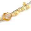 Avalaya Yellow Pearl Shell and Resin Ring with Silver Tone