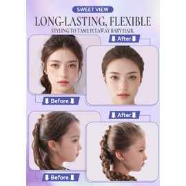 SWEET VIEW Boar Bristle Slick Back Hair Brush & Hair Wax Stick for Smooth Flyaways, Frizz, Sleek Ponytail, Buns and Edge Baby Hair, Styling Accessories for Girls, Kids and Women